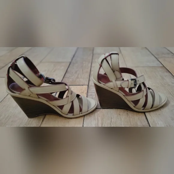 COACH Dawn leather anklet wedges BRAND NEW 5.5 - Picture 2 of 9